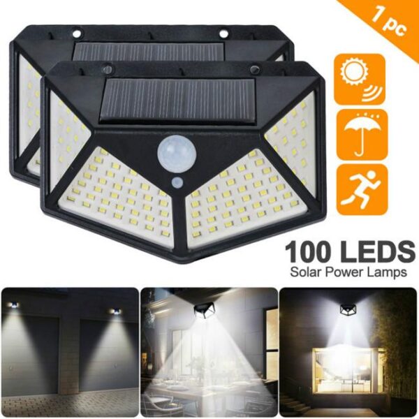 100 LED Solar Waterproof Four-Side Wall Light